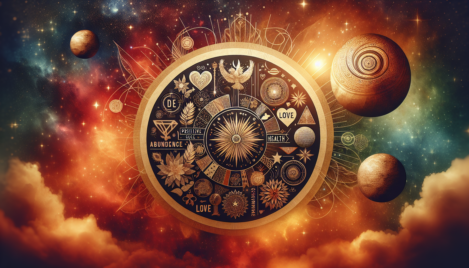 Vision board with positive symbols